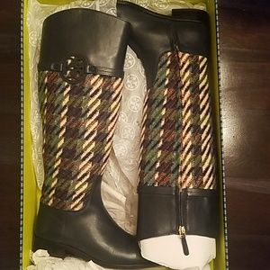 tory burch miller riding boot tweed